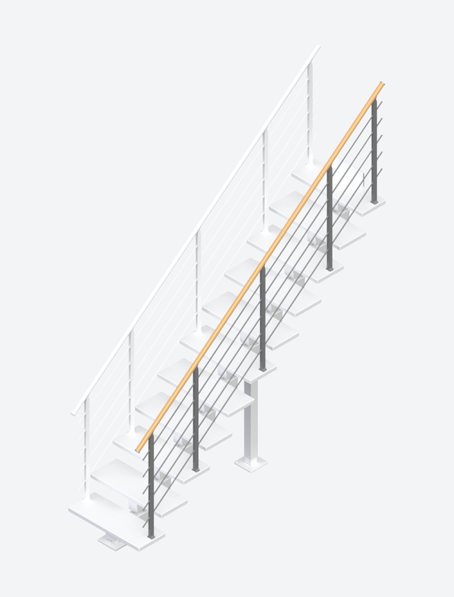 Balustrada do schodów DUBAI Design prosta Czarny, RAL 9005 Test123