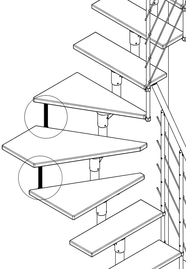 Tread connector kit for BOSTON quarter turn staircase Czarny, RAL 9005 Test123